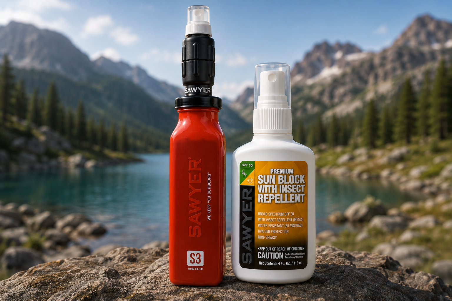 Outdoor Essential Kit | Filtro de agua & Protector solar con repelente de insectos - Imagen 2
